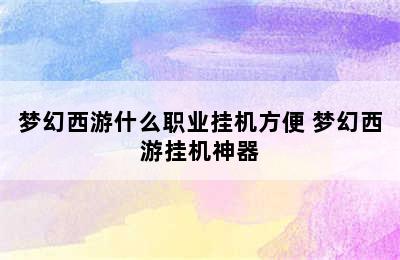 梦幻西游什么职业挂机方便 梦幻西游挂机神器